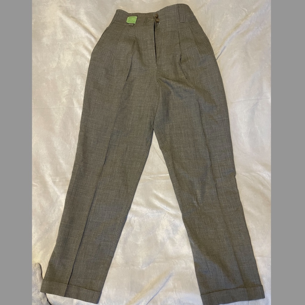 Vintage Bebe Wool Trousers, loose gray dress pants